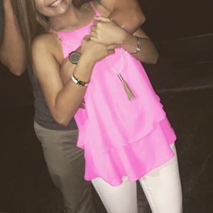 Bright Pink Flowy Tank Top